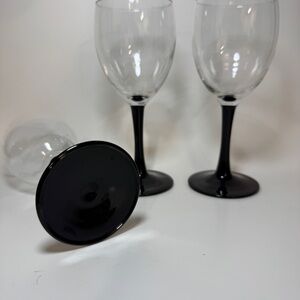 Luminarc Black Stem Wine Glass Goblet 6.75" Stemware Cordial Port France Vintage